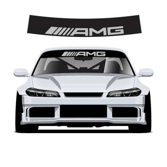 AMG silver Custom Vinyl Sunstrip – Universal Fit 140cm 150cm 160cm
