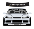 Analog Soul sunstrip - curved upper preview and silver car mockup
