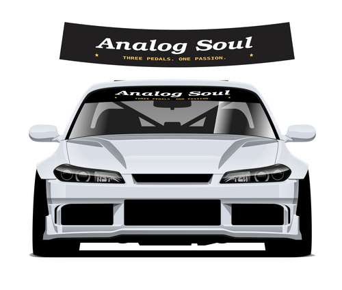 Analog Soul sunstrip - curved upper preview and silver car mockup
