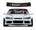 Boost Season sunstrip - curved upper preview and silver car mockup