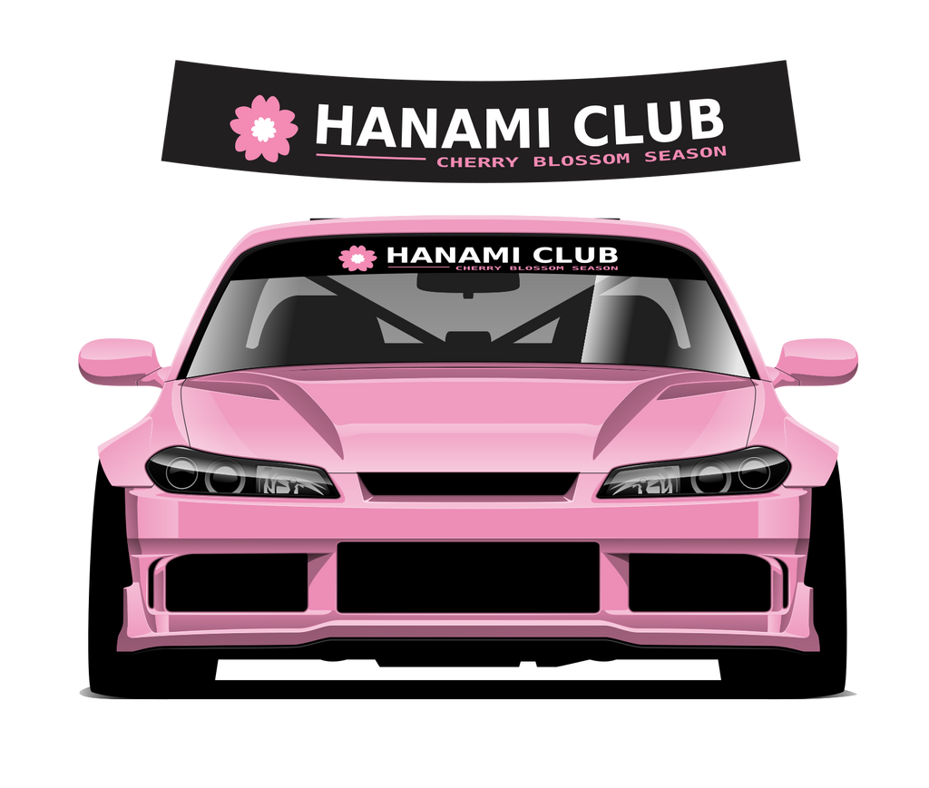 Hanami Club sunstrip design and pink car fitting preview