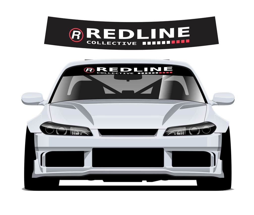 Redline Collective sunstrip - curved upper preview and silver car mockup