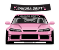 Sakura Drift sunstrip design and pink car fitting preview