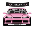 Sakura Drive sunstrip design and pink car fitting preview