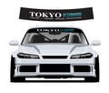 Tokyo Afterhours sunstrip - curved upper preview and silver car mockup