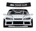 Touge Club sunstrip - curved upper preview and silver car mockup