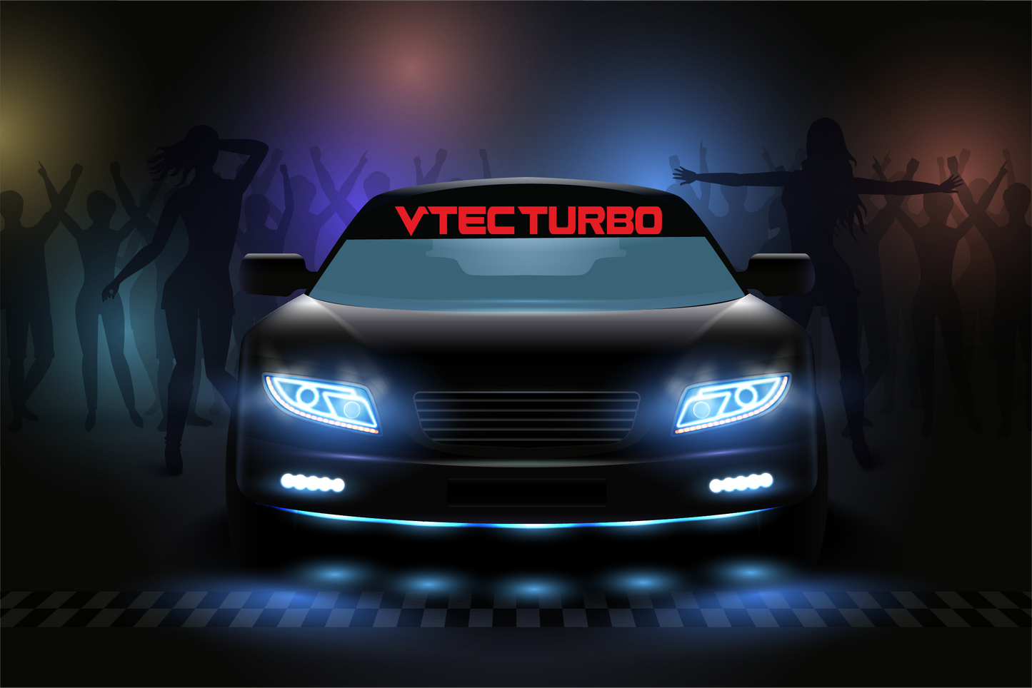 VTECH TURBO Custom Vinyl Sunstrip – Universal Fit 140cm 150cm 160cm
